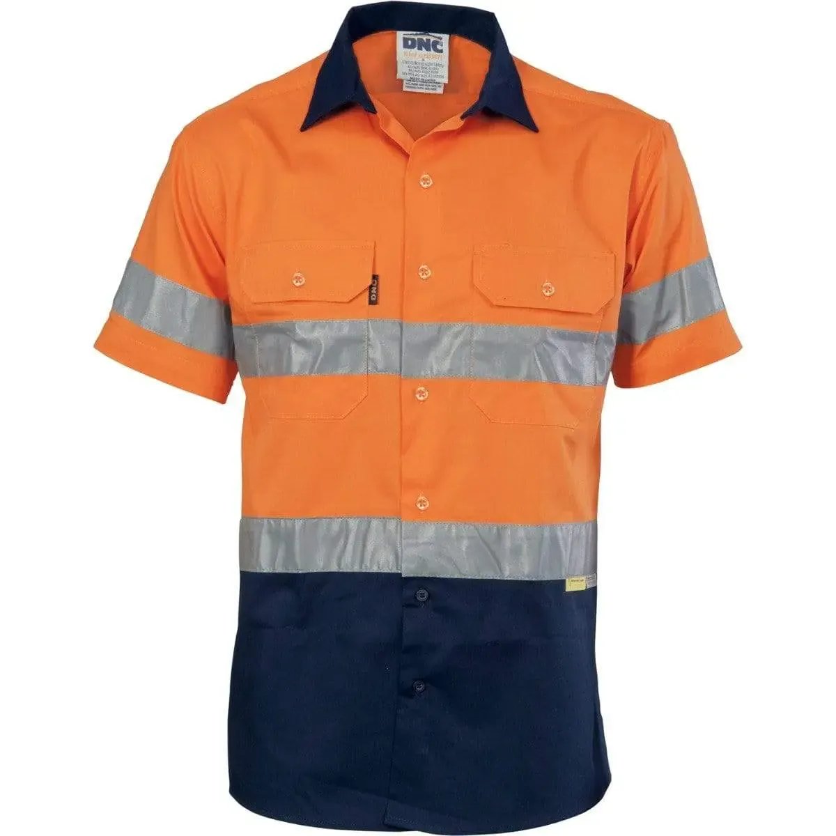 DNC Workwear Work Wear DNC WORKWEAR Hi-Vis Cool-Breeze Short Sleeve Cotton Shirt with 3M 8906 Reflective Tape 3887